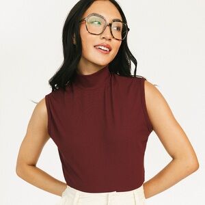 FORE ALL Manhattan Mock Neck Merlot size XS